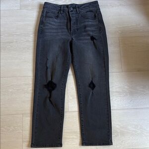 ✨ Indigo Rising Distressed Washed Black High-Rise Jeans